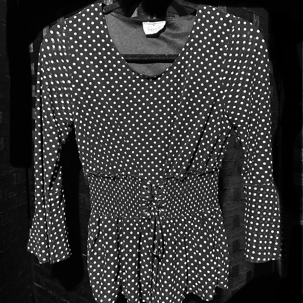 Black and White Polka Dot Women's Top